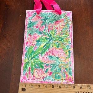 Lilly Pulitzer bag, paper,ribbon handles, tropical/coral/bright